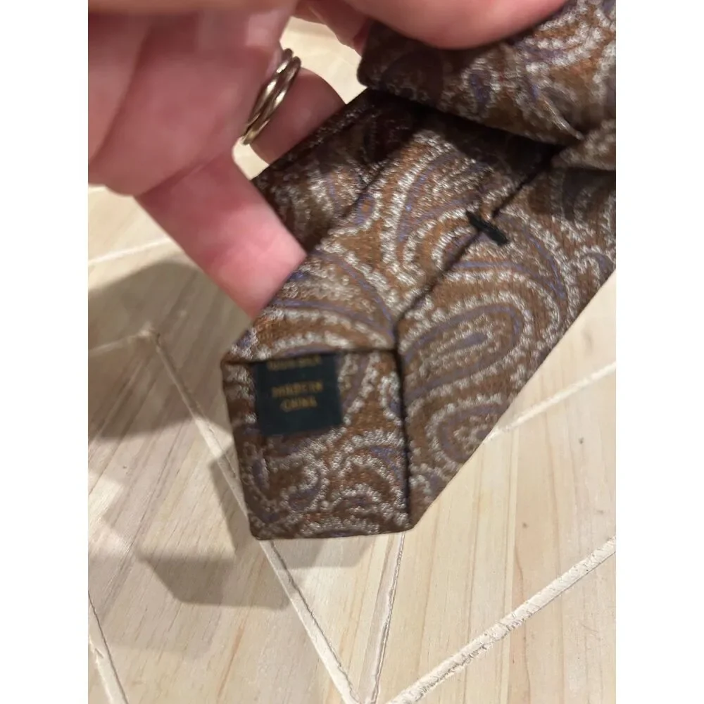 Jos A Bank Reserve Tie Mens 100% Silk Brown Slate Blue Paisley Luxury Woven NWT